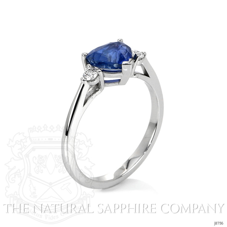 2.03 Ct. Blue Sapphire Three Stone Ring, 14K White Gold