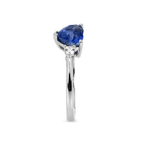 2.03 Ct. Blue Sapphire Three Stone Ring, 14K White Gold Image