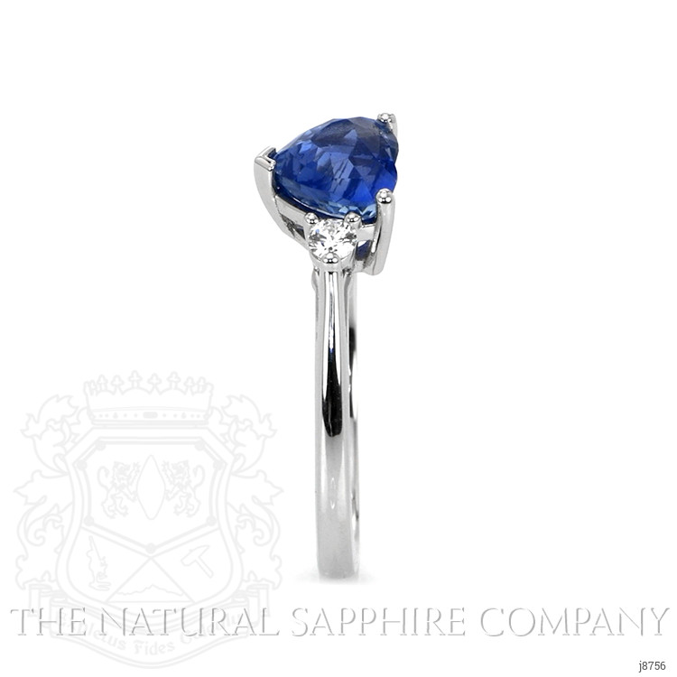2.03 Ct. Blue Sapphire Three Stone Ring, 14K White Gold