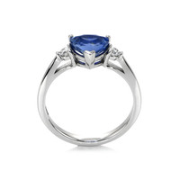 2.03 Ct. Blue Sapphire Three Stone Ring, 14K White Gold Image
