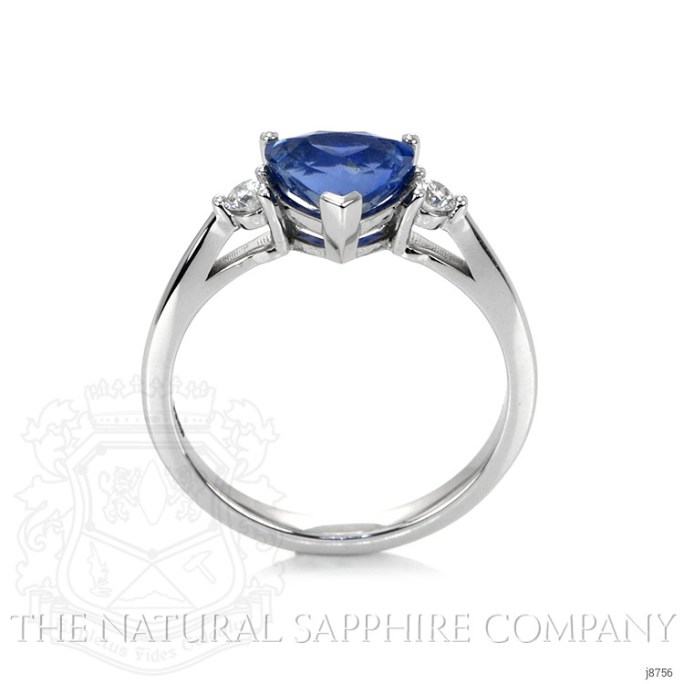 2.03 Ct. Blue Sapphire Three Stone Ring, 14K White Gold