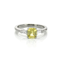 1.41 Ct. Yellow Sapphire and Natural Diamond Three Stone Ring, Platinum 950 Video