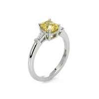 1.41 Ct. Yellow Sapphire and Natural Diamond Three Stone Ring, Platinum 950 Image