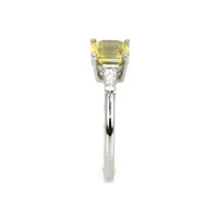1.41 Ct. Yellow Sapphire and Natural Diamond Three Stone Ring, Platinum 950 Image
