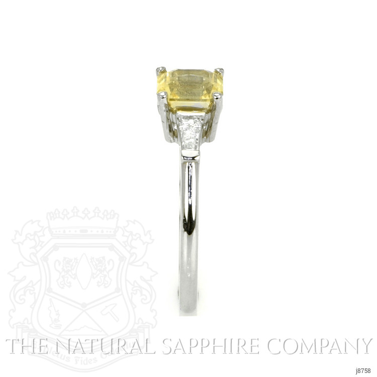 1.41 Ct. Yellow Sapphire and Natural Diamond Three Stone Ring, Platinum 950