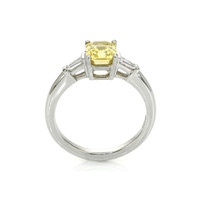 1.41 Ct. Yellow Sapphire and Natural Diamond Three Stone Ring, Platinum 950 Image