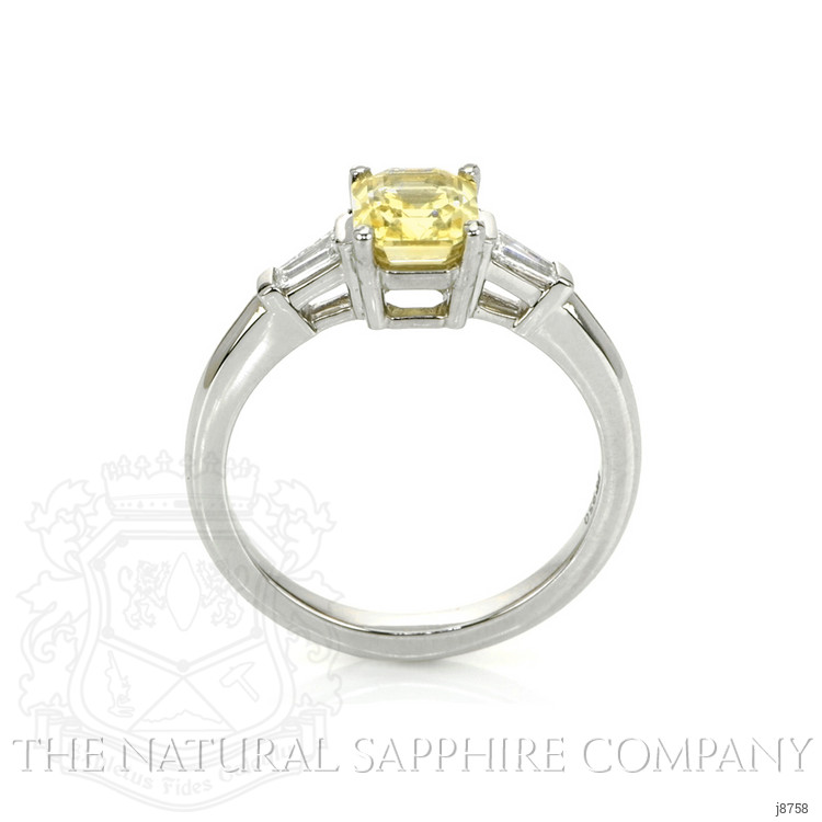 1.41 Ct. Yellow Sapphire and Natural Diamond Three Stone Ring, Platinum 950