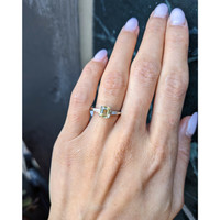 1.41 Ct. Yellow Sapphire and Natural Diamond Three Stone Ring, Platinum 950 Life Style