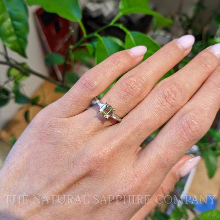 1.41 Ct. Yellow Sapphire and Natural Diamond Three Stone Ring, Platinum 950