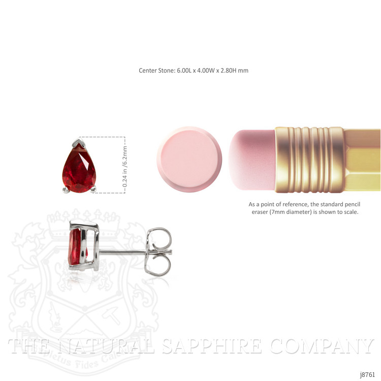 0.90 Ct.Tw. Ruby Studs Earrings, 14K White Gold