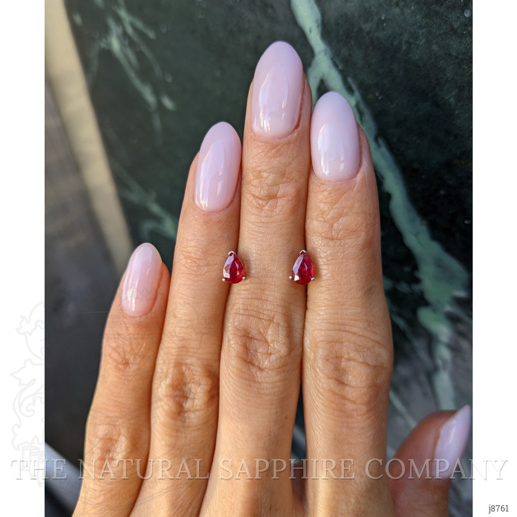 0.90 Ct.Tw. Ruby Studs Earrings, 14K White Gold