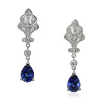 1.60&nbsp;Ct.Tw.Total Carat Weight Blue Sapphire and Natural Diamond Drops Earrings, 14K White Gold Video
