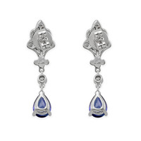 1.60&nbsp;Ct.Tw.Total Carat Weight Blue Sapphire and Natural Diamond Drops Earrings, 14K White Gold Image