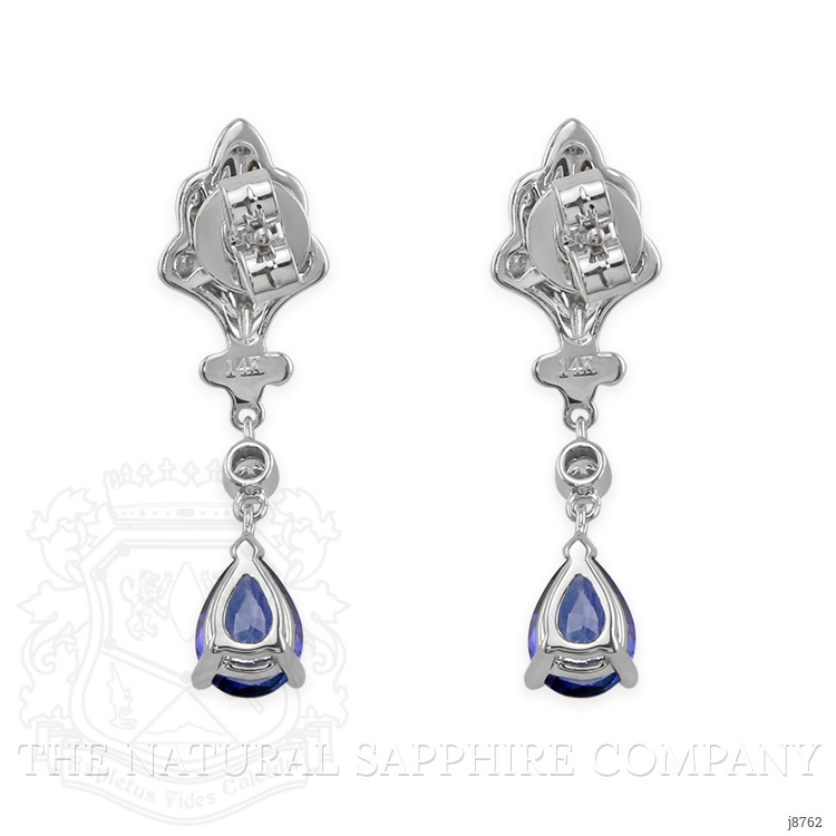 1.60 Ct.Tw. Blue Sapphire and Natural Diamond Drops Earrings, 14K White Gold