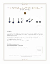 5.37 Ct.Tw. Blue Sapphire and Natural Diamond Pave Earrings, 18K White Gold Appraisal