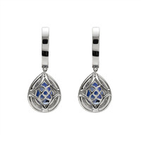 5.37 Ct.Tw. Blue Sapphire and Natural Diamond Pave Earrings, 18K White Gold Image