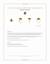 4.15 Ct. Purple Sapphire and Natural Diamond Halo Ring, 18K Yellow Gold Appraisal
