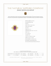 4.15 Ct. Purple Sapphire and Natural Diamond Halo Ring, 18K Yellow Gold Scan Report
