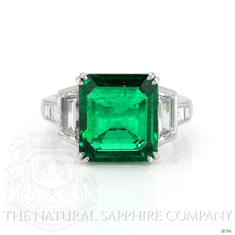5.21 Ct. Emerald and Colorless Natural Diamond Ring, Platinum 950