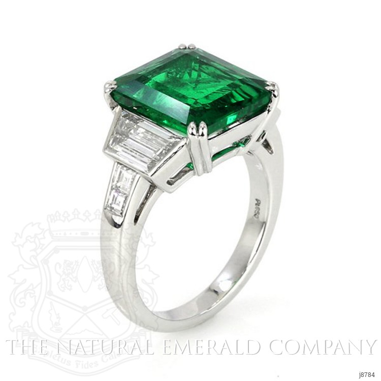 5.21 Ct. Emerald and Colorless Natural Diamond Ring, Platinum 950