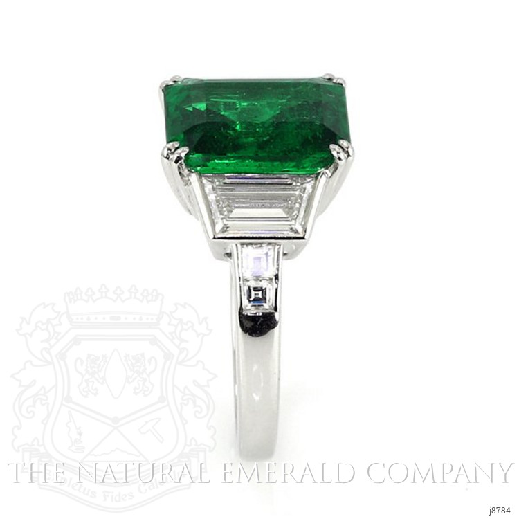 5.21 Ct. Emerald and Colorless Natural Diamond Ring, Platinum 950