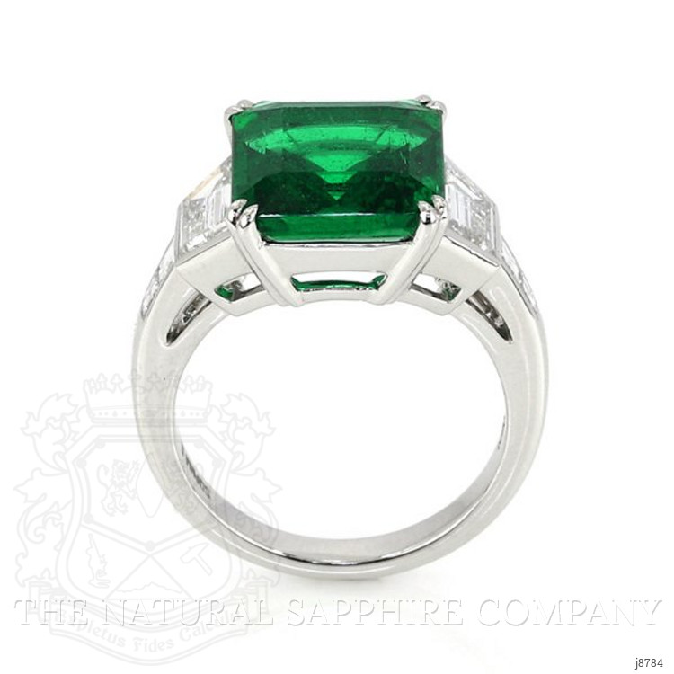 5.21 Ct. Emerald and Colorless Natural Diamond Ring, Platinum 950