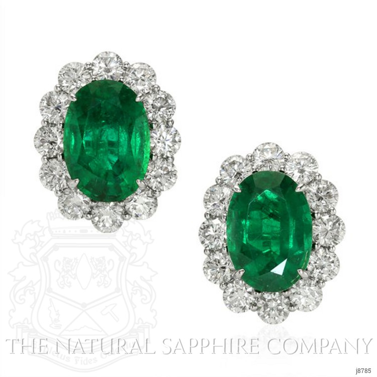 11.42 Ct.Tw. Emerald Natural Diamond Earrings, Platinum 950