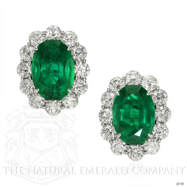11.42 Ct.Tw. Emerald Natural Diamond Earrings, Platinum 950