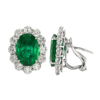 11.42 Ct.Tw. Emerald Natural Diamond Earrings, Platinum 950 Image