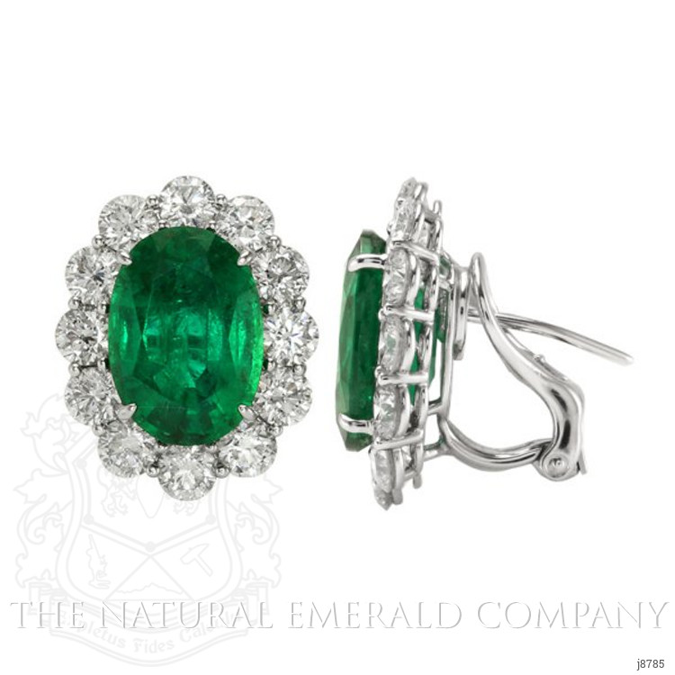 11.42 Ct.Tw. Emerald Natural Diamond Earrings, Platinum 950