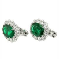 11.42 Ct.Tw. Emerald Natural Diamond Earrings, Platinum 950 Image
