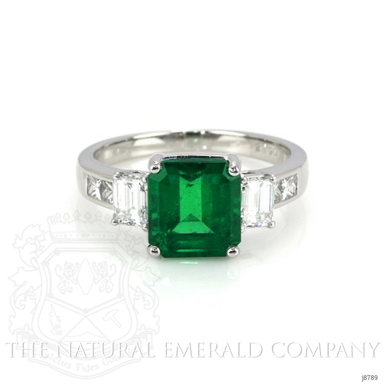 2.81 Ct. Emerald Natural Diamond Accent Stones Ring, Platinum 950