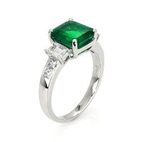 2.81 Ct. Emerald Natural Diamond Accent Stones Ring, Platinum 950 Image