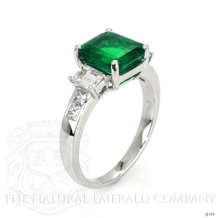 2.81 Ct. Emerald Natural Diamond Accent Stones Ring, Platinum 950