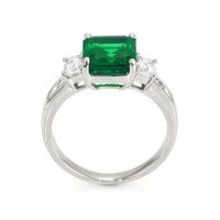 2.81 Ct. Emerald Natural Diamond Accent Stones Ring, Platinum 950 Image