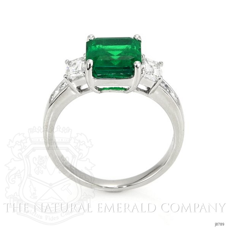 2.81 Ct. Emerald Natural Diamond Accent Stones Ring, Platinum 950