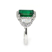 2.09 Ct. Emerald Natural Diamond Accent Stones Ring, 18K White Gold Image