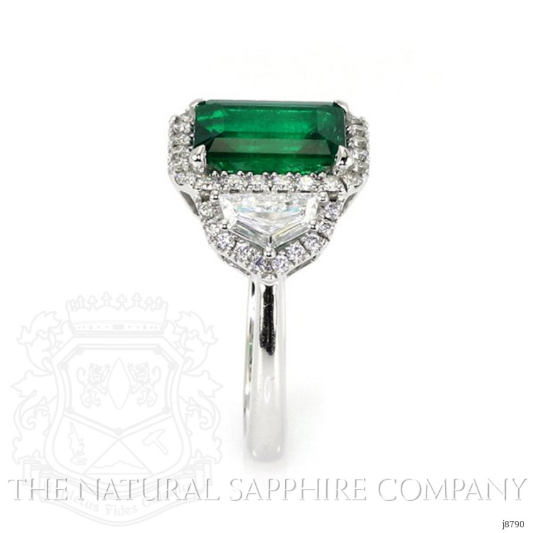 2.09 Ct. Emerald Natural Diamond Accent Stones Ring, 18K White Gold