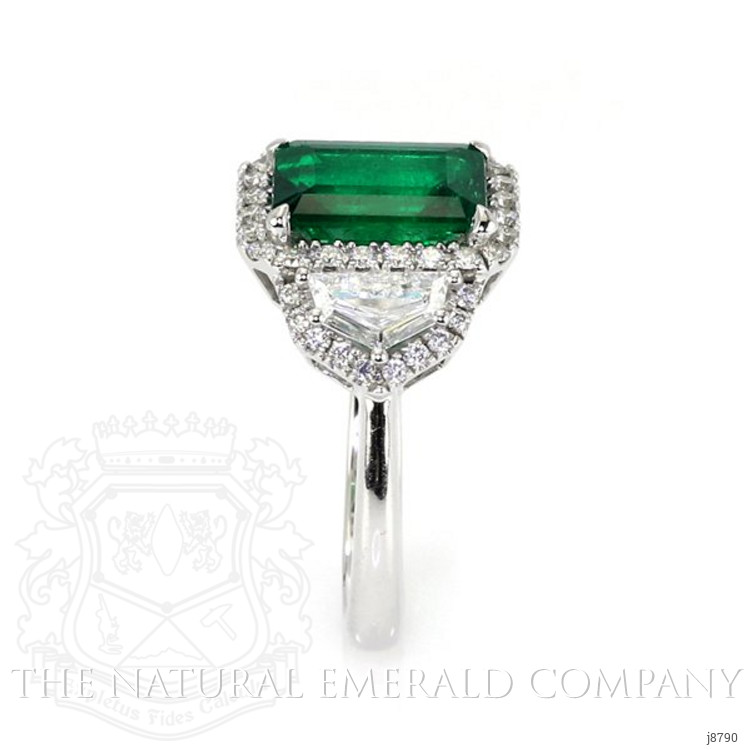 2.09 Ct. Emerald Natural Diamond Accent Stones Ring, 18K White Gold