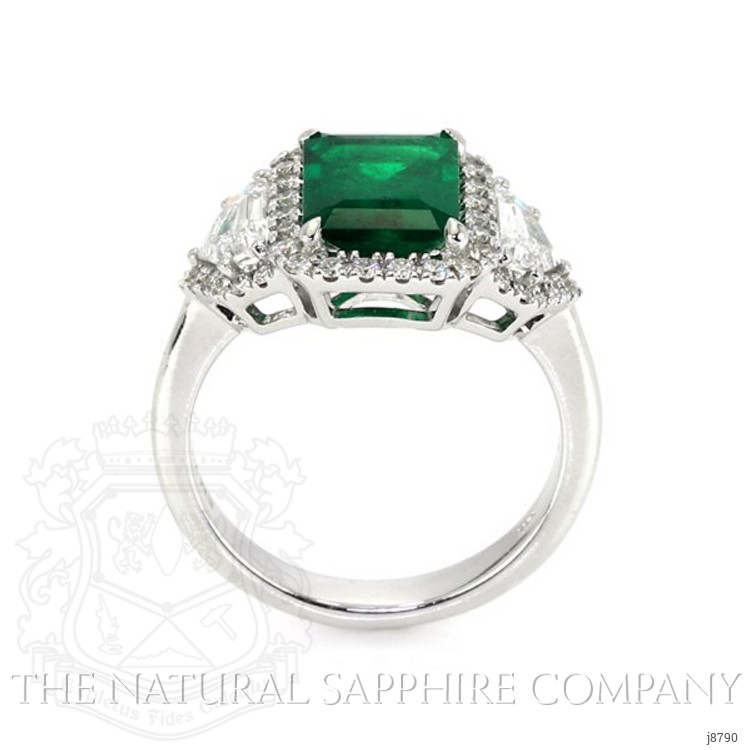 2.09 Ct. Emerald Natural Diamond Accent Stones Ring, 18K White Gold
