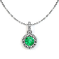 0.40 Ct. Emerald Natural Diamond Pave Pendant, 18K White Gold Video