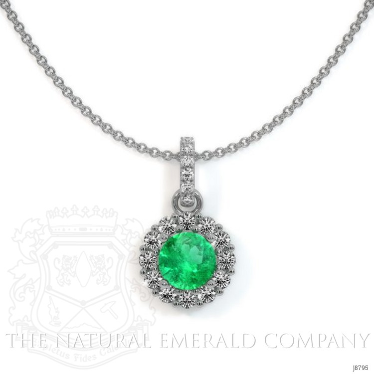 0.40 Ct. Emerald Natural Diamond Pave Pendant, 18K White Gold