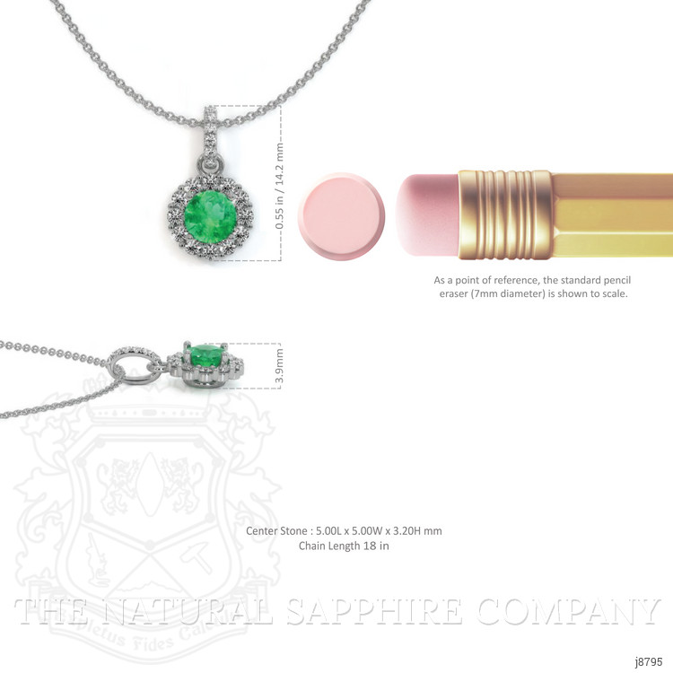 0.40 Ct. Emerald Natural Diamond Pave Pendant, 18K White Gold