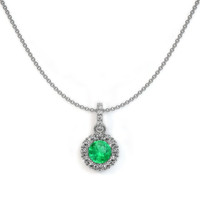 0.40 Ct. Emerald Natural Diamond Pave Pendant, 18K White Gold Image