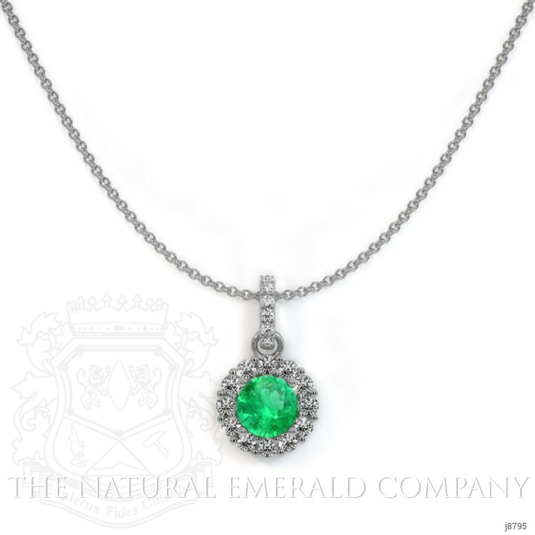 0.40 Ct. Emerald Natural Diamond Pave Pendant, 18K White Gold