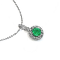 0.40 Ct. Emerald Natural Diamond Pave Pendant, 18K White Gold Image