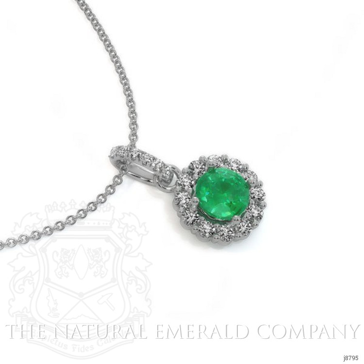0.40 Ct. Emerald Natural Diamond Pave Pendant, 18K White Gold