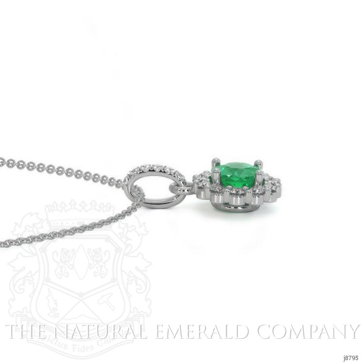 0.40 Ct. Emerald Natural Diamond Pave Pendant, 18K White Gold