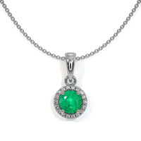 0.30 Ct. Emerald Natural Diamond Pave Pendant, 18K White Gold Video