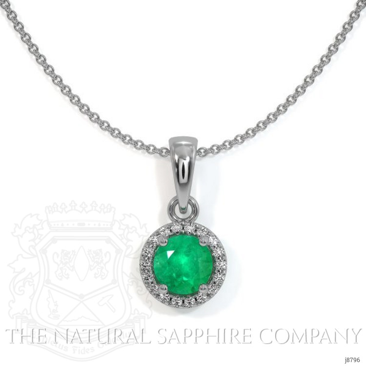 0.30 Ct. Emerald Natural Diamond Pave Pendant, 18K White Gold